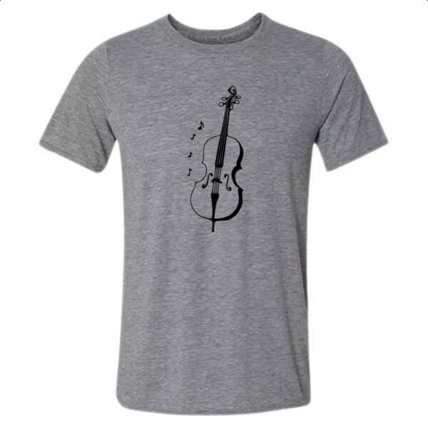 Camiseta Cinza Violino Silhuetta Notas Musicais