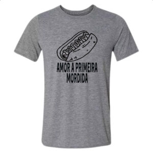 Camiseta Cinza Hotdog amor a primeira mordida