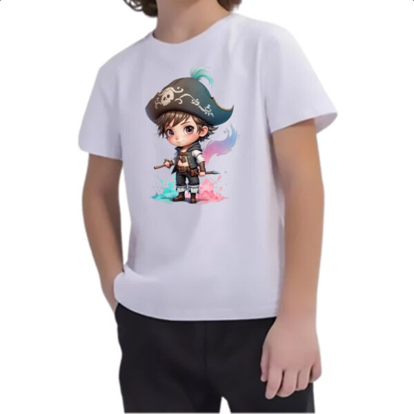 Camiseta Infanto Juvenil Pirata Cute Chibi Style - Imagem 2