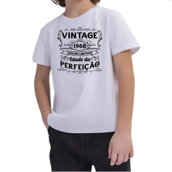 Camiseta Infanto Juvenil Vintage idade perfeicao 1968 - Imagem 2