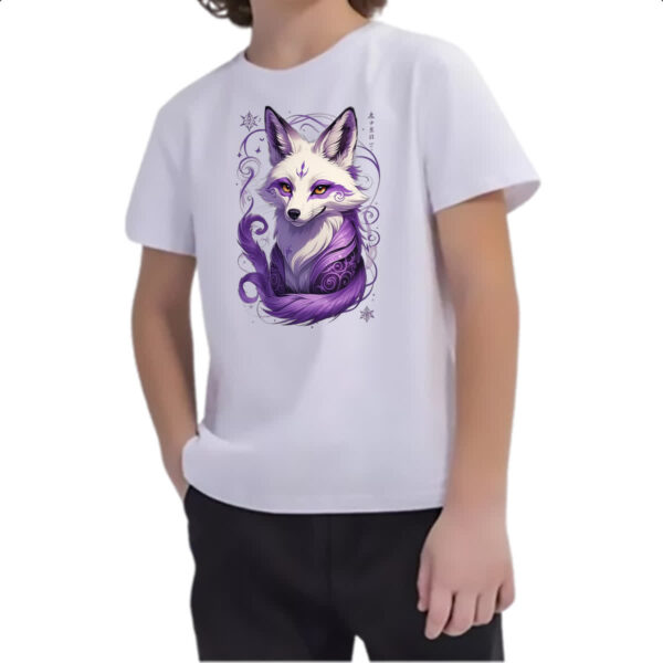 Camiseta Infanto Juvenil Raposa Kitsune Tatoo Arte - Imagem 2