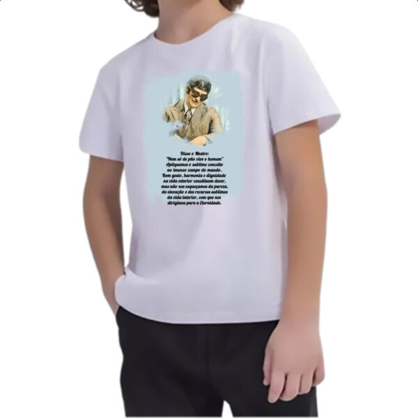 Camiseta Infanto Juvenil Espititismo nem so de pao vive o homem - Imagem 2