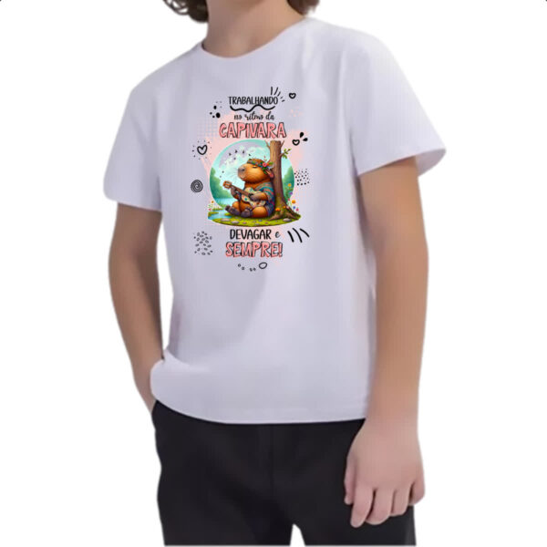 Camiseta Infanto Juvenil Capivara devagar e sempre - Imagem 2