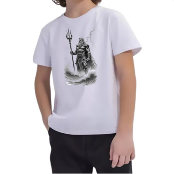 Camiseta Infanto Juvenil Poseidon esboco a lapis - Imagem 2