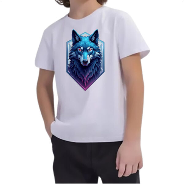 Camiseta Infanto Juvenil Lobo Azul Logo - Imagem 2