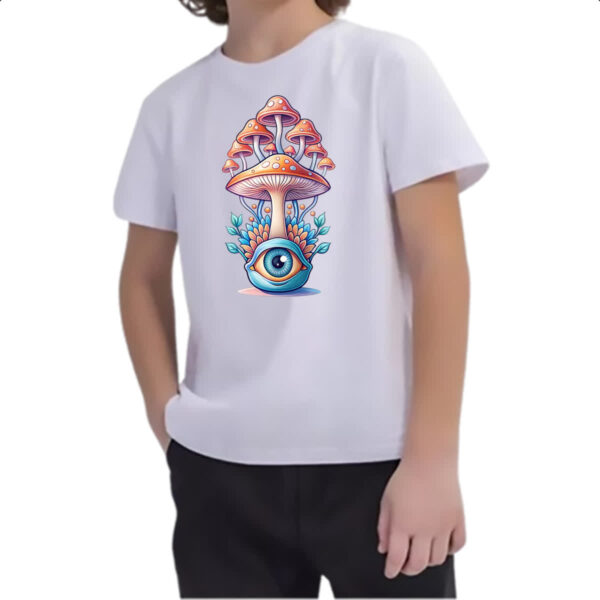 Camiseta Infanto Juvenil Olho psicodelico cogumelos - Imagem 2
