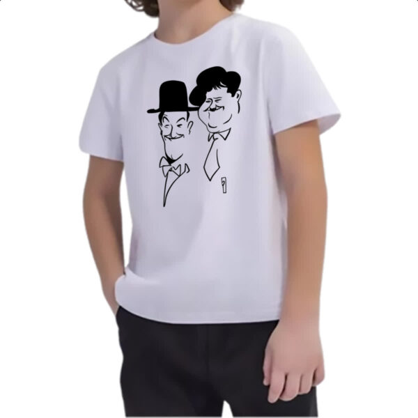 Camiseta Infanto Juvenil Gordo e o magro linear art - Imagem 2
