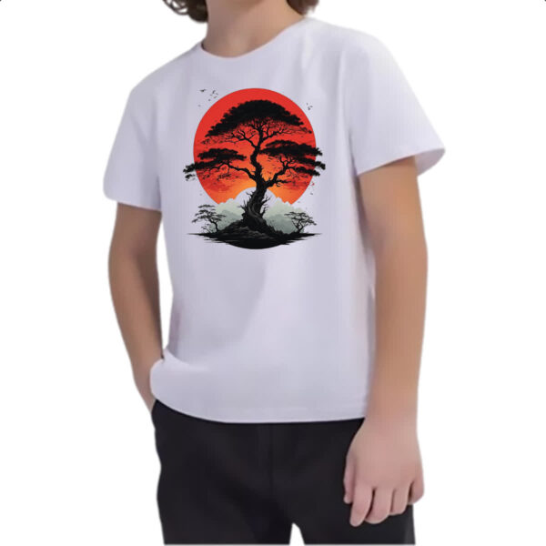 Camiseta Infanto Juvenil Bonsai sunset art - Imagem 2