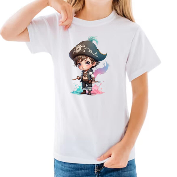 Camiseta Infanto Juvenil Pirata Cute Chibi Style - Imagem 3