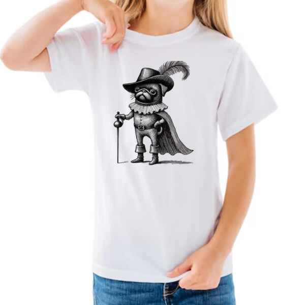 Camiseta Infanto Juvenil Pug Mosqueteiro - Imagem 3
