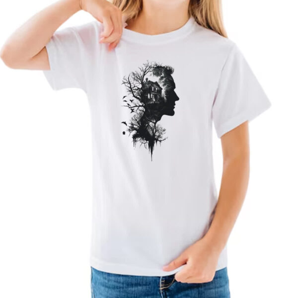 Camiseta Infanto Juvenil Silhueta Cabana na Floresta - Imagem 3