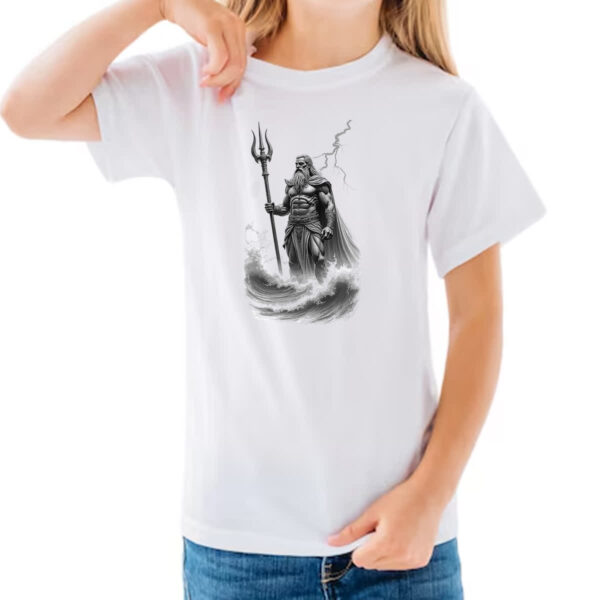 Camiseta Infanto Juvenil Poseidon esboco a lapis - Imagem 3
