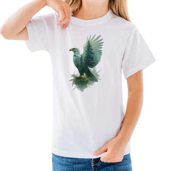 Camiseta Infanto Juvenil Aguia e Floresta dupla exposicao - Imagem 3
