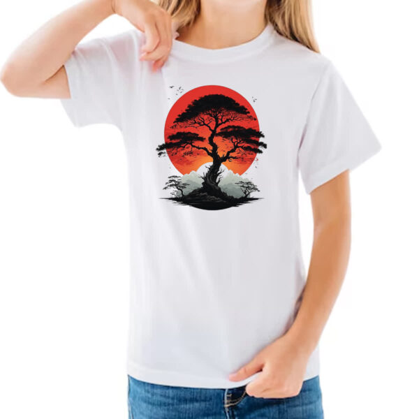 Camiseta Infanto Juvenil Bonsai sunset art - Imagem 3