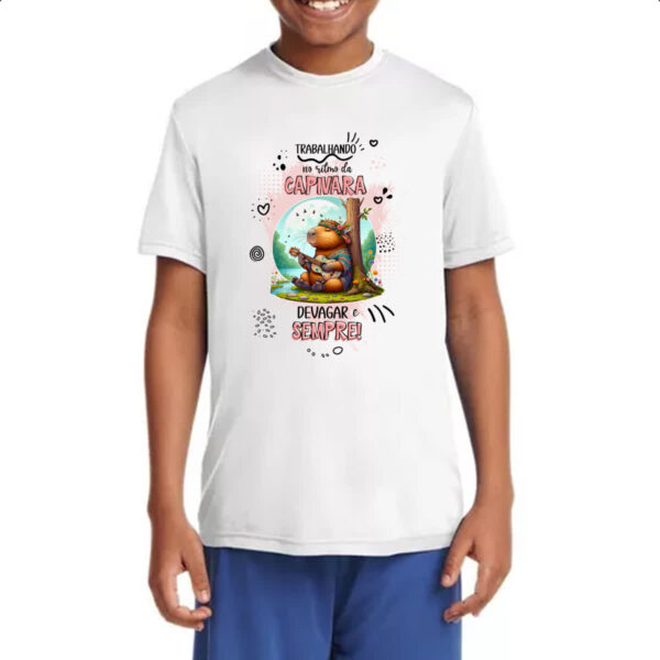 Camiseta Infanto Juvenil Capivara devagar e sempre - Imagem 4