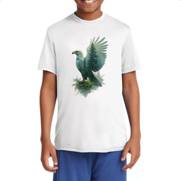Camiseta Infanto Juvenil Aguia e Floresta dupla exposicao - Imagem 4