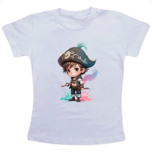 Camiseta Infanto Juvenil Pirata Cute Chibi Style