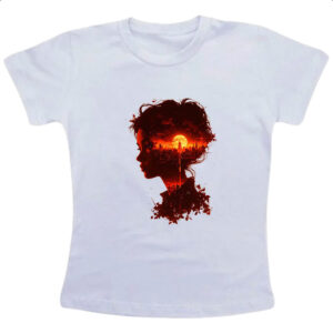 Camiseta Infanto Juvenil Silueta feminina sunset red art