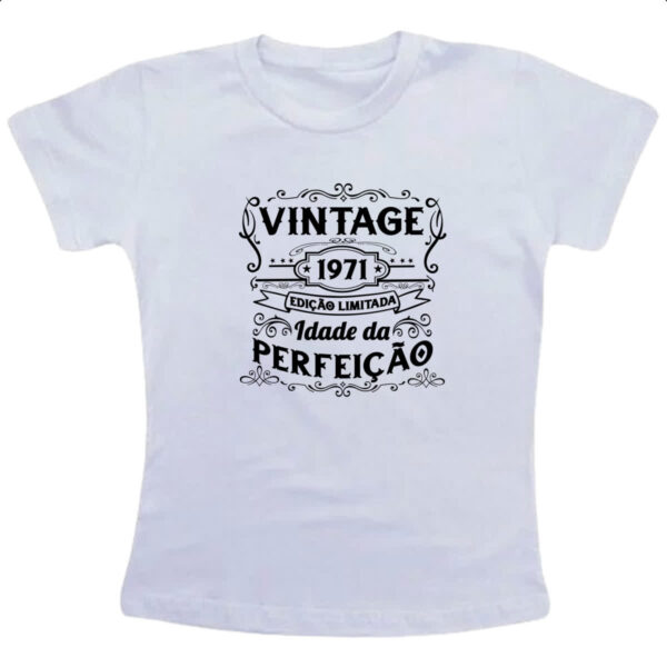 Camiseta Infanto Juvenil Vintage idade perfeicao 1971