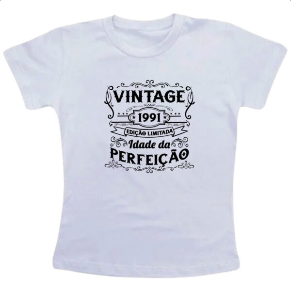Camiseta Infanto Juvenil Vintage idade perfeicao 1991