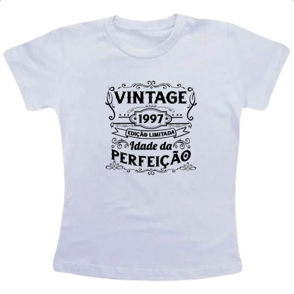 Camiseta Infanto Juvenil Vintage idade perfeicao 1997