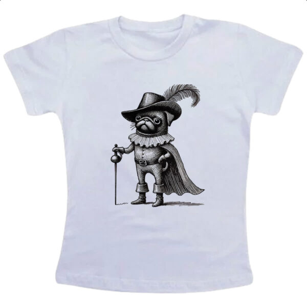 Camiseta Infanto Juvenil Pug Mosqueteiro