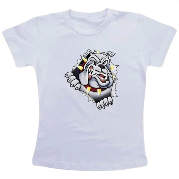 Camiseta Infanto Juvenil Bulldog rasgando a camisa