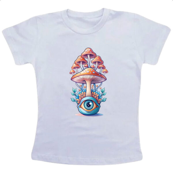 Camiseta Infanto Juvenil Olho psicodelico cogumelos