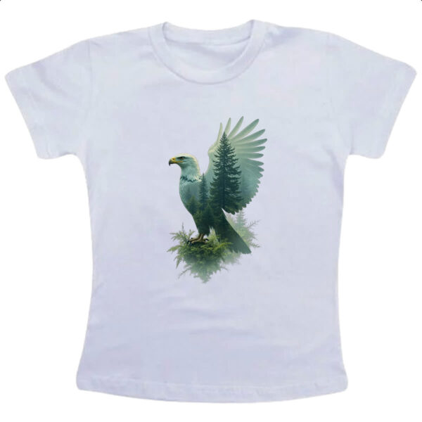 Camiseta Infanto Juvenil Aguia e Floresta dupla exposicao