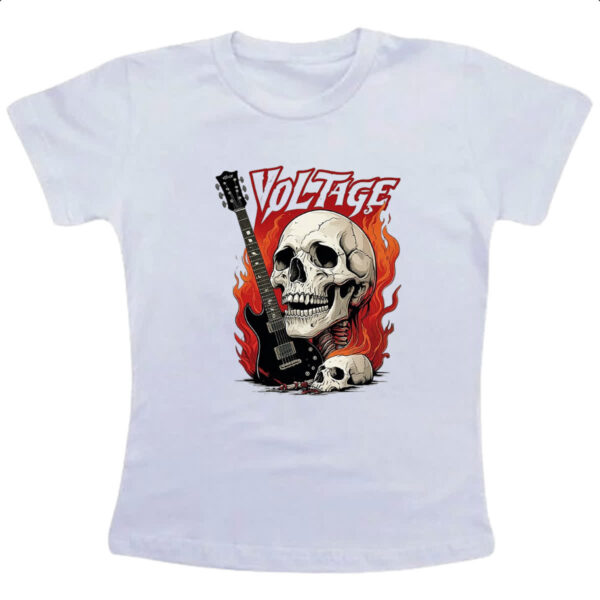 Camiseta Infanto Juvenil Caveira rock guitarra voltage