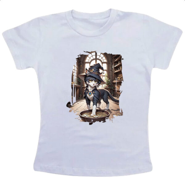 Camiseta Infanto Juvenil Gato Bruxo da Fortuna