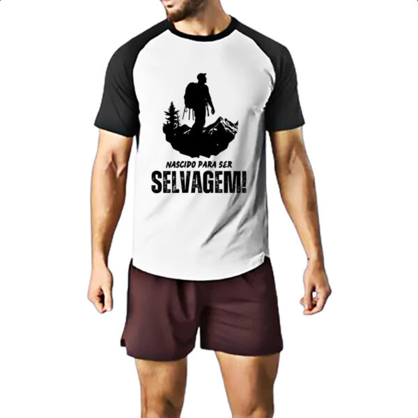 Camiseta Raglan Nascido para ser selvagem - Imagem 2