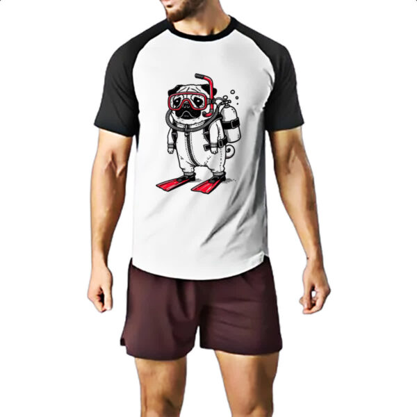 Camiseta Raglan Pug Mergulhador - Imagem 2