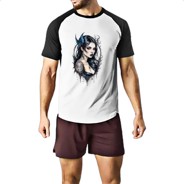 Camiseta Raglan Vampira watercolor ilustracao - Imagem 2