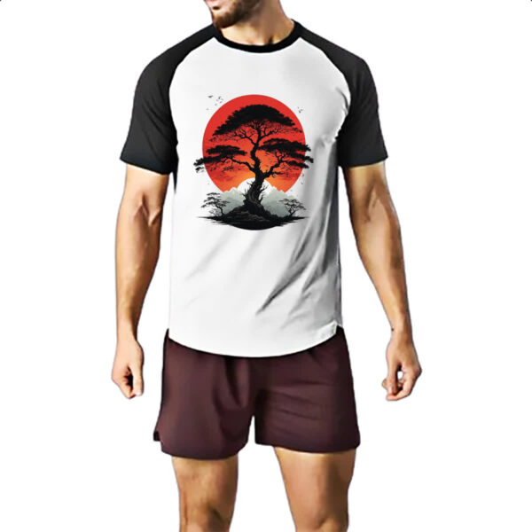 Camiseta Raglan Bonsai sunset art - Imagem 2