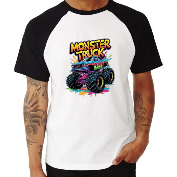 Camiseta Raglan Monster Truck Splash Art - Imagem 3