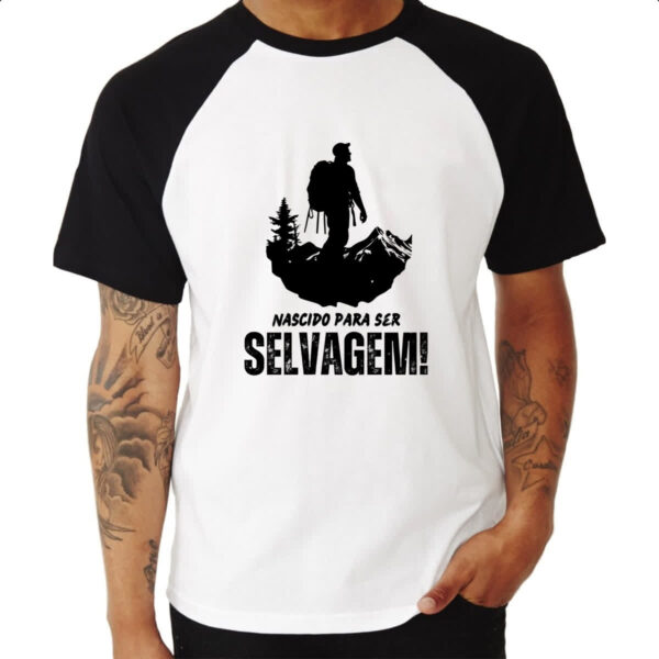 Camiseta Raglan Nascido para ser selvagem - Imagem 3