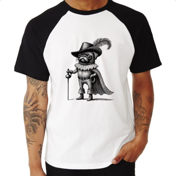 Camiseta Raglan Pug Mosqueteiro - Imagem 3