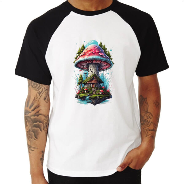 Camiseta Raglan Cogumelo casa dos duendes - Imagem 3