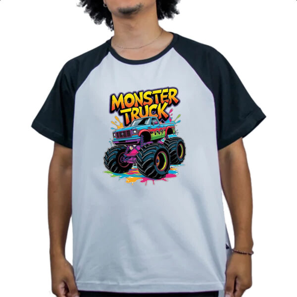 Camiseta Raglan Monster Truck Splash Art - Imagem 4