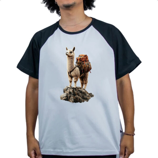 Camiseta Raglan Lhama aventureira - Imagem 4