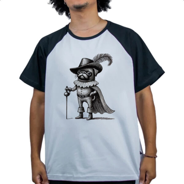 Camiseta Raglan Pug Mosqueteiro - Imagem 4