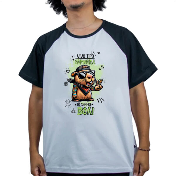 Camiseta Raglan Capivara sempre de boa - Imagem 4