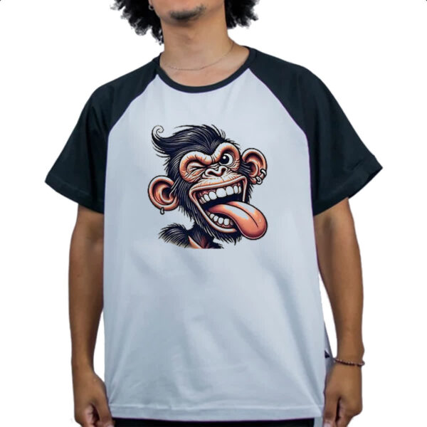 Camiseta Raglan Chimpanze doido - Imagem 4