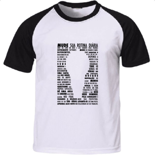 Camiseta Raglan Mude sua rotina diaria