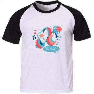 Camiseta Raglan Podcast elementos