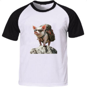Camiseta Raglan Porco aventureiro