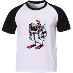 Camiseta Raglan Pug Mergulhador