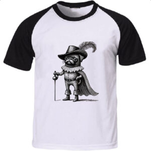 Camiseta Raglan Pug Mosqueteiro