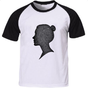 Camiseta Raglan Silhueta mulher impressao digital